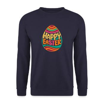 Happy Easter - Osterei - Geschenk - Unisex Pullover - Navy - Vorne - Alina (178cm) & Michal (187cm)