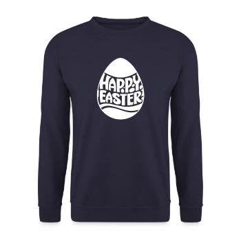 Happy Easter - Osterhase - Osterei - Geschenk - Unisex Pullover - Navy - Vorne - Alina (178cm) & Michal (187cm)