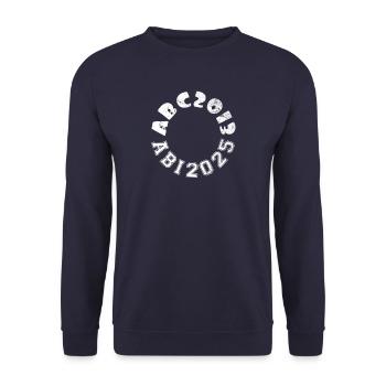 ABC 2013 - Abi 2025 - Abitur - Spruch - Unisex Pullover - Navy - Vorne - Alina (178cm) & Michal (187cm)