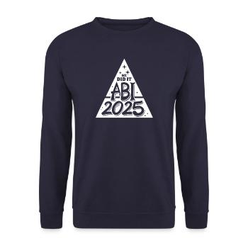 Abi 2025 - We did it - Abitur - Spruch - Unisex Pullover - Navy - Vorne - Alina (178cm) & Michal (187cm)