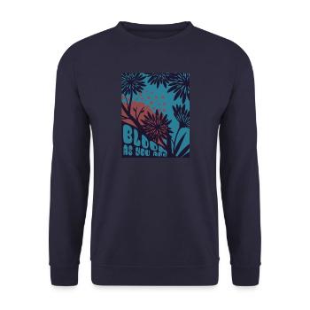 Bloom as you are - Flowers - Spring - Saying - Unisex Sweatshirt - navy - Front - Alina (178cm) & Michal (187cm)