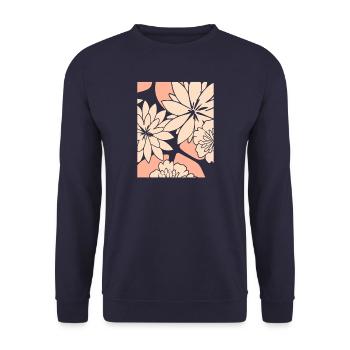 Blumen - Frühling - Sommer - Blüten - Unisex Pullover - Navy - Vorne - Alina (178cm) & Michal (187cm)