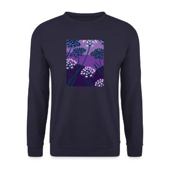 Blumen, Pflanzen, Blüten - lila - Unisex Pullover - Navy - Vorne - Alina (178cm) & Michal (187cm)