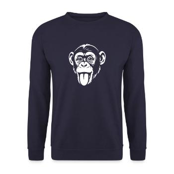 Singe - Chimpanzé - Visage de Singe - Déguisement - Sweat-shirt Unisexe - marine - Devant - Alina (178cm) & Michal (187cm)