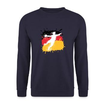 Handball, Deutschland,Flagge, Handballer,Graffiti - Unisex Pullover - Navy - Vorne - Alina (178cm) & Michal (187cm)