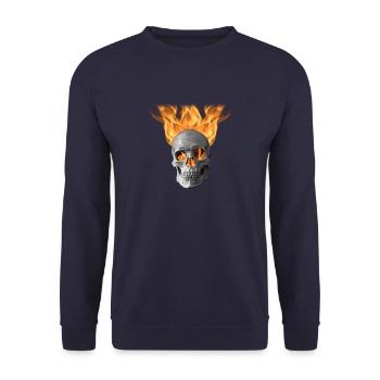 tête de mort feu - Sweat-shirt Unisexe - marine - Devant - Alina (178cm) & Michal (187cm)