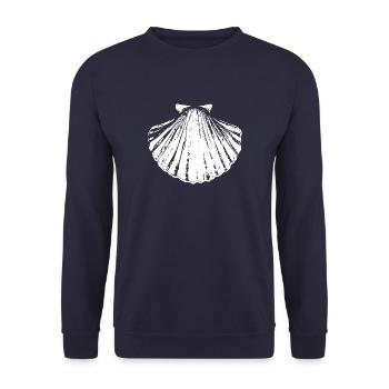 Chemin - Pétoncle - Pèlerinage - Santiago - Sweat-shirt Unisexe - marine - Devant - Alina (178cm) & Michal (187cm)