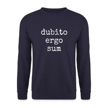 dubito ergo sum - ich zweifele also bin ich - Unisex Pullover - Navy - Vorne - Alina (178cm) & Michal (187cm)