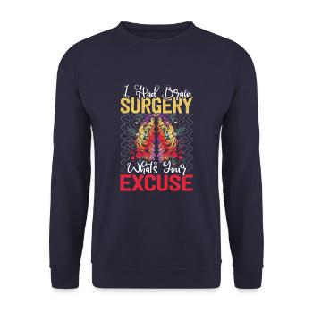 Funny Had Brain Surgery Survivor - Unisex Sweatshirt - navy - Front - Alina (178cm) & Michal (187cm)