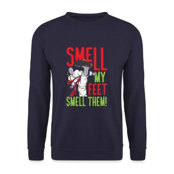 Smell My Feet Drôle de Karaté - Sweat-shirt Unisexe - marine - Devant - Alina (178cm) & Michal (187cm)