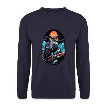 Great owl eagle owl by moonlight - Unisex Sweatshirt - navy - Front - Alina (178cm) & Michal (187cm)