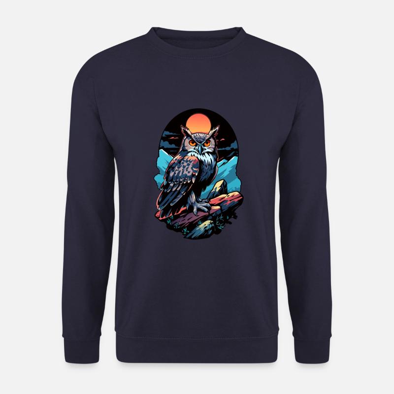Große Eule Uhu bei Mondlicht - Unisex Pullover - Navy