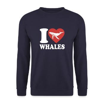 J’aime les baleines - baleine - baleine à bosse - cadeau - Sweat-shirt Unisexe - marine - Devant - Alina (178cm) & Michal (187cm)