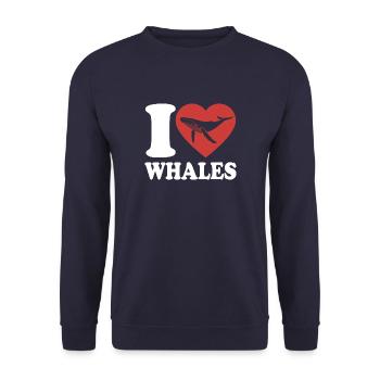 J’aime les baleines - baleine - baleine à bosse - cadeau - Sweat-shirt Unisexe - marine - Devant - Alina (178cm) & Michal (187cm)