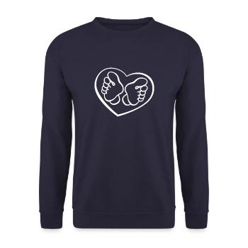 Soins des pieds avec cœur - pied - pieds - Sweat-shirt Unisexe - marine - Devant - Alina (178cm) & Michal (187cm)