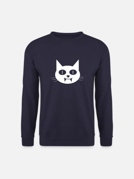 Halloween vampire cat with canines - Unisex Sweatshirt - navy