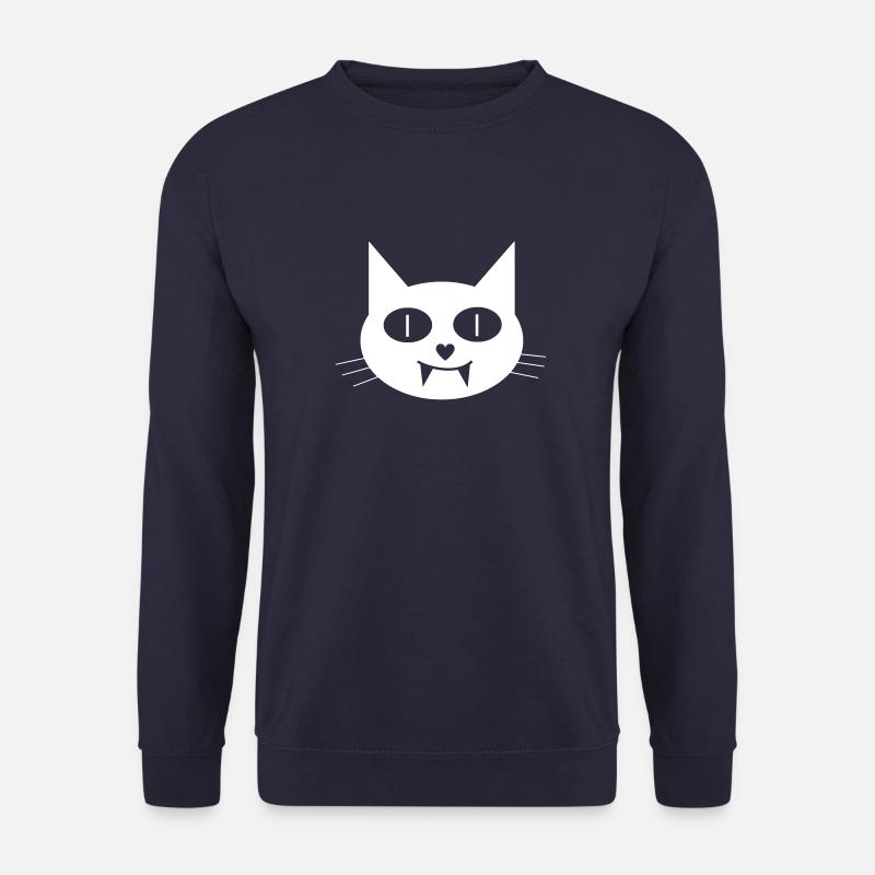 Halloween vampire cat with canines - Unisex Sweatshirt - navy