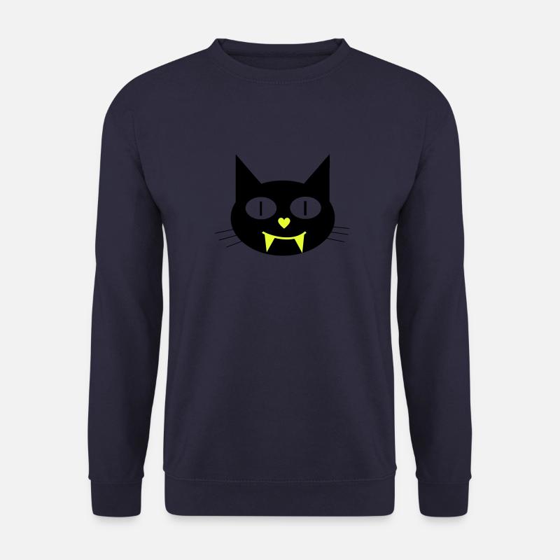 Halloween vampire cat with canines - Unisex Sweatshirt - navy