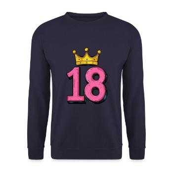 18 Zahl Trikot Krone - Unisex Pullover - Navy - Vorne - Alina (178cm) & Michal (187cm)