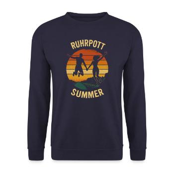 Ruhrgebiet Ruhrpott Sommer Kanal Romantik - Unisex Pullover - Navy - Vorne - Alina (178cm) & Michal (187cm)