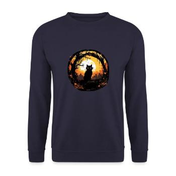 Halloween Pumpkin Cat - Petits monstres mignons - Sweat-shirt Unisexe - marine - Devant - Alina (178cm) & Michal (187cm)
