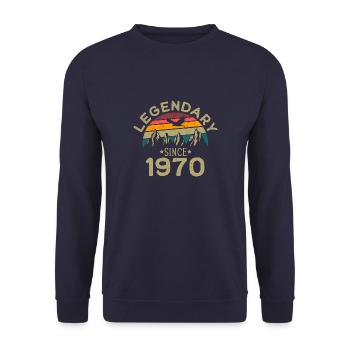 Legendary since 1970. Retro 1970 birthday - Unisex Sweatshirt - navy - Front - Alina (178cm) & Michal (187cm)