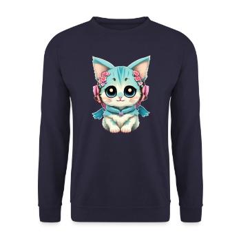Süße Babykatze mit Blumen - Unisex Pullover - Navy - Vorne - Alina (178cm) & Michal (187cm)