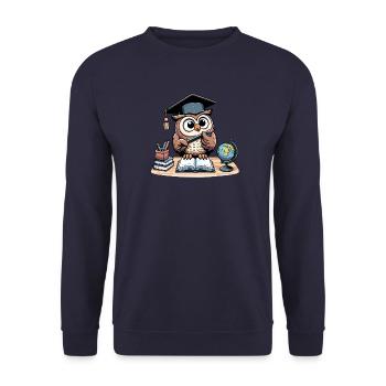 Learn Owl - Unisex Sweatshirt - navy - Front - Alina (178cm) & Michal (187cm)