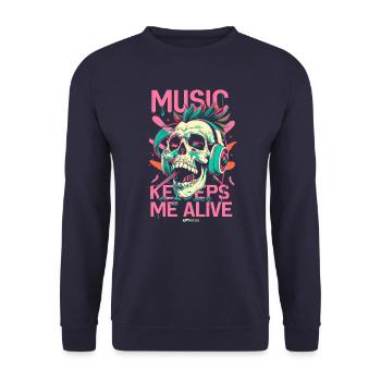La musique me garde en vie - Motive 2 - Sweat-shirt Unisexe - marine - Devant - Alina (178cm) & Michal (187cm)