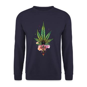 Cannabis leaf - Marijuana TATTOO 1 - Unisex Pullover - Navy - Vorne - Alina (178cm) & Michal (187cm)