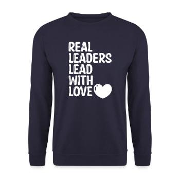 Les vrais leaders dirigent avec amour - Sweat-shirt Unisexe - marine - Devant - Alina (178cm) & Michal (187cm)