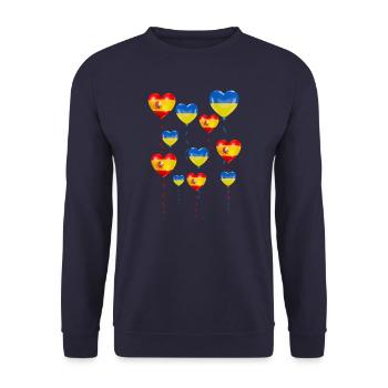 Spain: solidarity and a heart for Ukraine - Unisex Sweatshirt - navy - Front - Alina (178cm) & Michal (187cm)
