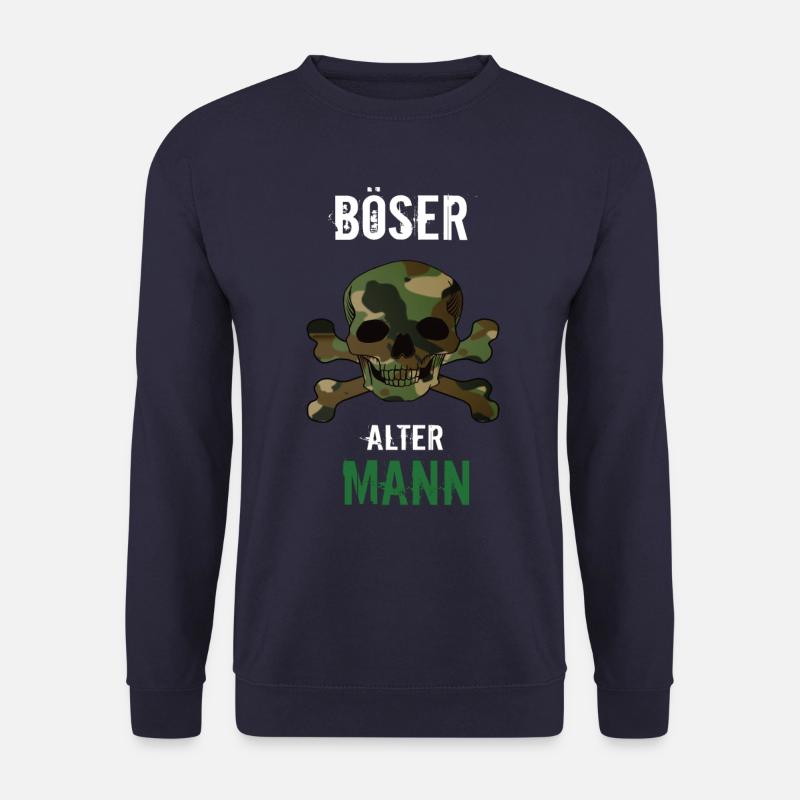 Alter Mann mit Totenkopf in Tarnfarben - Unisex Pullover - Navy