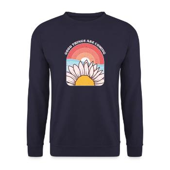 Daisy and Sun Inspirational Phrase Graphic - Unisex Sweatshirt - navy - Front - Alina (178cm) & Michal (187cm)