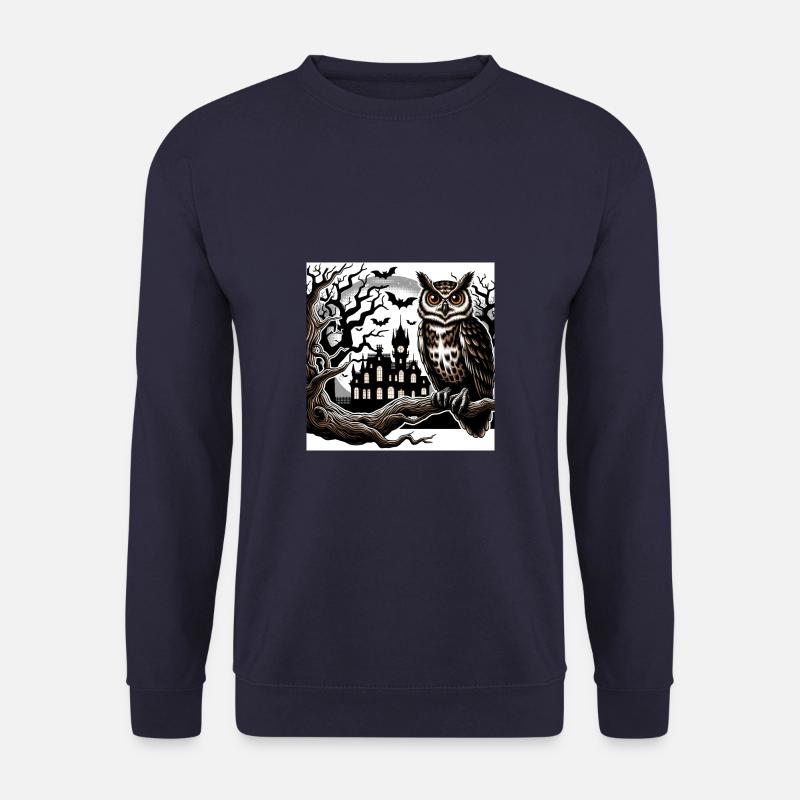 Eule Halloween und Geisterschloss - Unisex Pullover - Navy