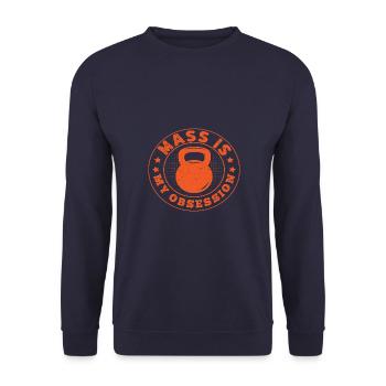 Fitness Motivation Bodybuilder Mass My Obsession - Unisex Pullover - Navy - Vorne - Alina (178cm) & Michal (187cm)