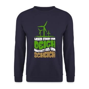Windenergie - Windkraft - Strom vom Deich - Unisex Pullover - Navy - Vorne - Alina (178cm) & Michal (187cm)