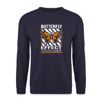 Schmetterling Effekt Chaos Theorie Grafik T-Shirt - Unisex Pullover - Navy - Vorne - Alina (178cm) & Michal (187cm)