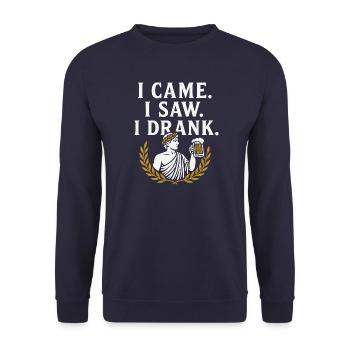 Je suis venu, j’ai vu que j’ai bu – Chemise à slogan de bière drôle i - Sweat-shirt Unisexe - marine - Devant - Alina (178cm) & Michal (187cm)