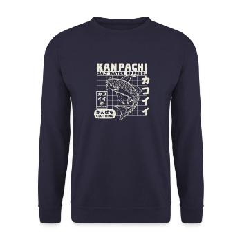 Kanpachi Salzwasser Apparel in Weiss - Unisex Pullover - Navy - Vorne - Alina (178cm) & Michal (187cm)