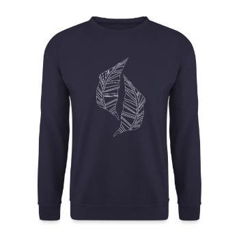 Les feuilles dansent en blanc - Sweat-shirt Unisexe - marine - Devant - Alina (178cm) & Michal (187cm)