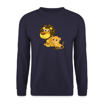 Lion Pair Lion Comic Cartoon Lion Cub - Unisex Sweatshirt - navy - Front - Alina (178cm) & Michal (187cm)