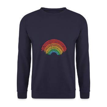 Dirt biker chevauchant un vélo tout-terrain arc-en-ciel - Sweat-shirt Unisexe - marine - Devant - Alina (178cm) & Michal (187cm)