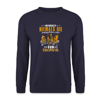 Blasmusik Musiker Musik Geschenk · Therapie - Unisex Pullover - Navy - Vorne - Alina (178cm) & Michal (187cm)