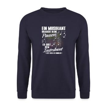 Blasmusik Musikant Geschenk · Pausen - Unisex Pullover - Navy - Vorne - Alina (178cm) & Michal (187cm)