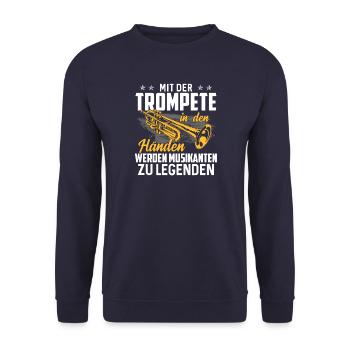 Trompeter Trompete Musiker Geschenk · Legenden - Unisex Pullover - Navy - Vorne - Alina (178cm) & Michal (187cm)