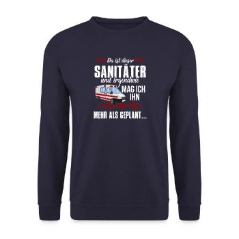 Paramedic Rescue Service Gift · I like him - Unisex Sweatshirt - navy - Front - Alina (178cm) & Michal (187cm)