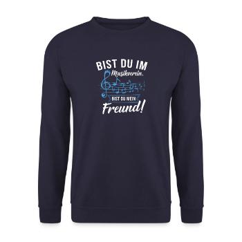 Blasmusik Musiker Musik Geschenk · Mein Freund - Unisex Pullover - Navy - Vorne - Alina (178cm) & Michal (187cm)