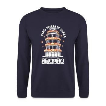 Design tour de Pise Italie humour pizza italienne - Sweat-shirt Unisexe - marine - Devant - Alina (178cm) & Michal (187cm)