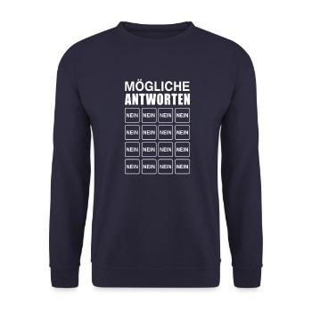 Mögliche Antworten - Unisex Pullover - Navy - Vorne - Alina (178cm) & Michal (187cm)